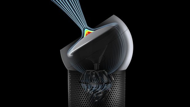 Purified air coalesces and is projected from the Dyson Pure Cool Me