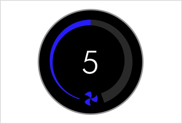 Dyson Pure Cool Me™ LCD screen showing airflow speed