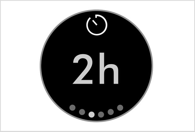 Dyson Pure Cool Me™ LCD screen showing sleep timer intervals