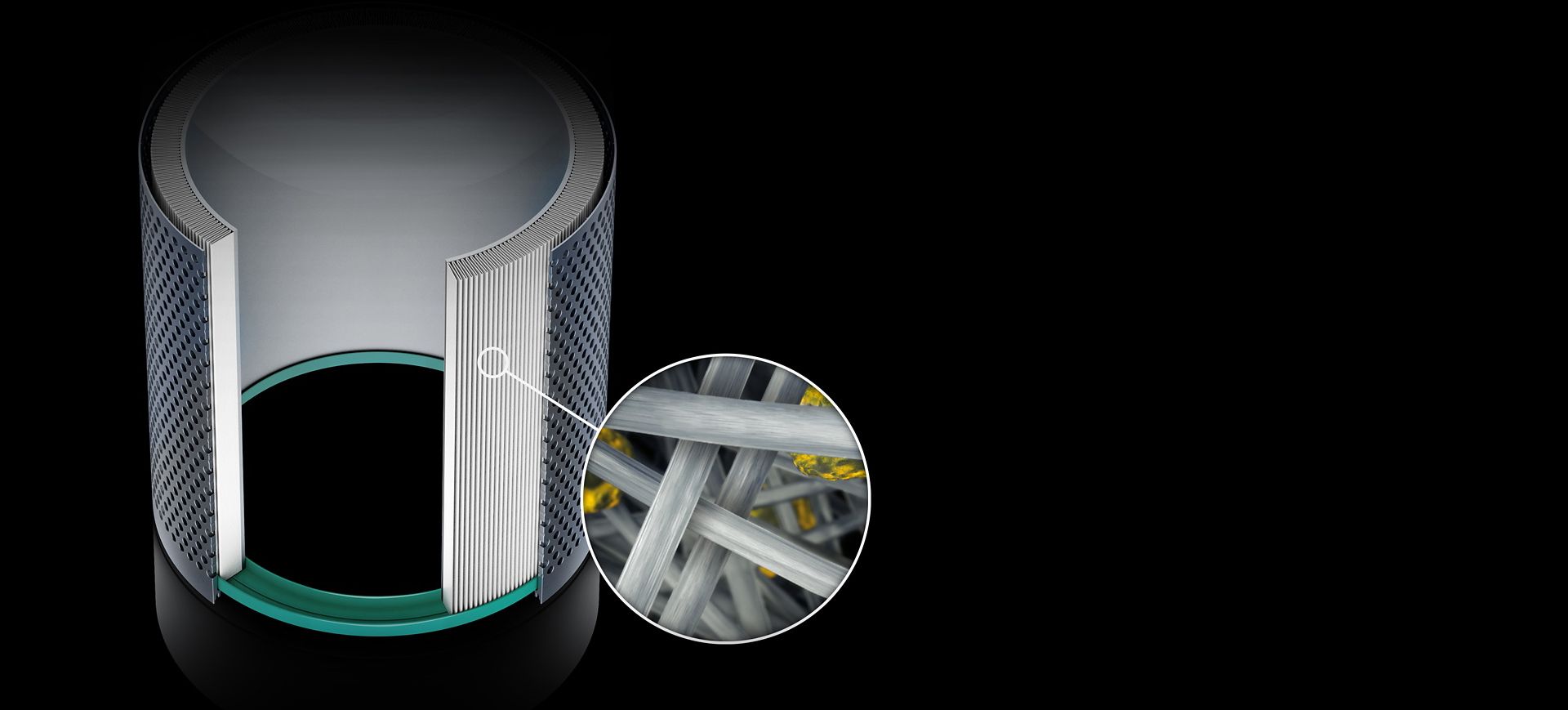 X-ray image inside HEPA borosilicate filter