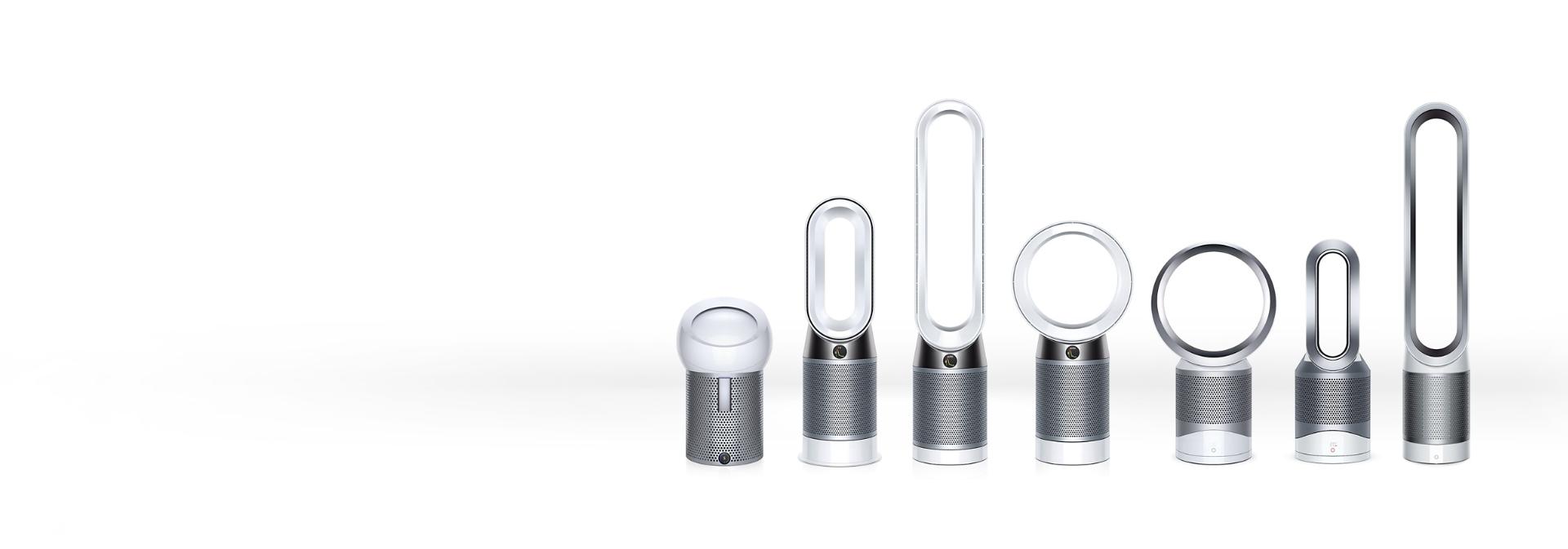 Whole Dyson purifier range in a row