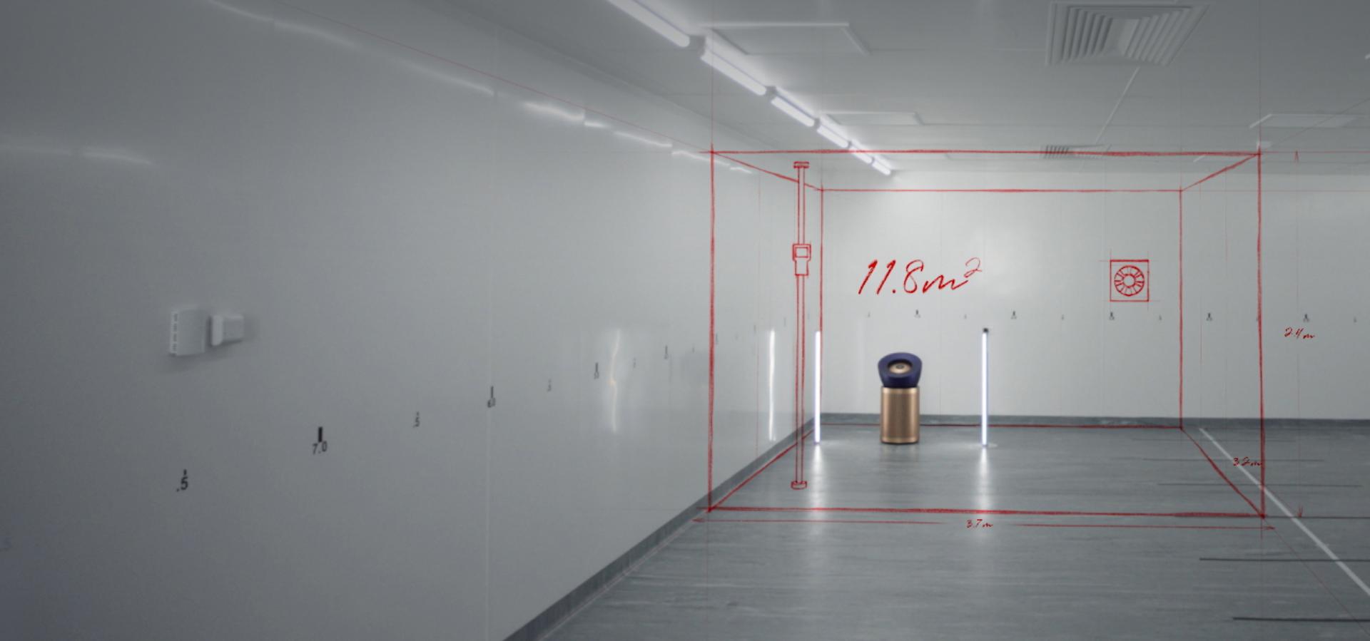 Dyson Purifier Big+Quiet Formaldehyde's purification range being tested for large spaces.