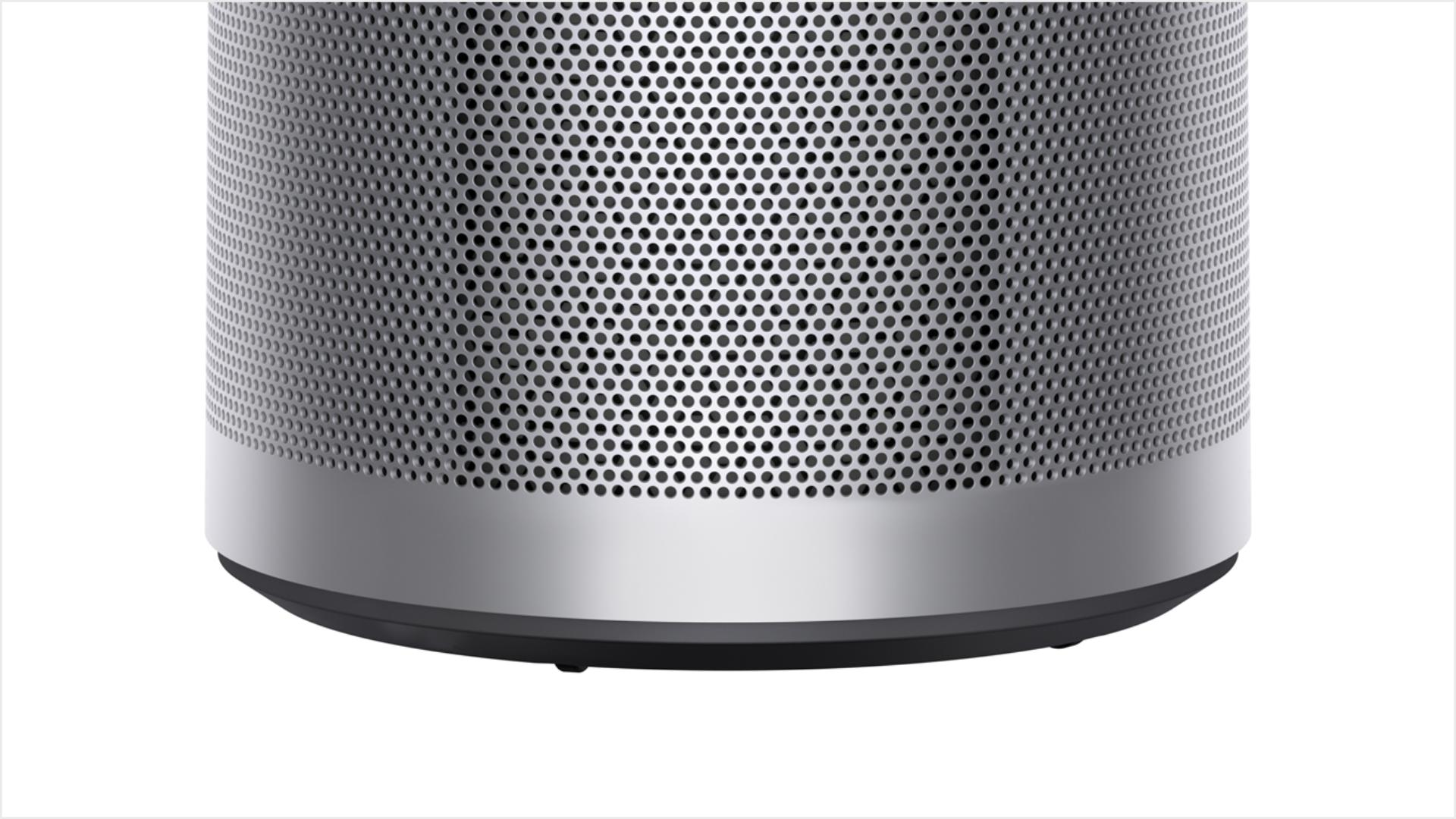 Zoomed-in to show discreet wheels on Dyson Purifier Big+Quiet.