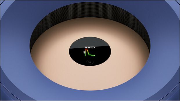 Zoomed-in to show LCD screen on the Dyson Purifier Big+Quiet Formaldehyde.