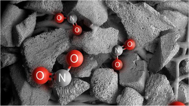 Molecular representation of NO₂.