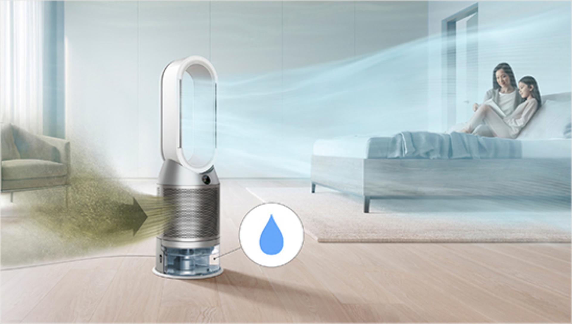 Dyson purifier and humidifer in a bedroom