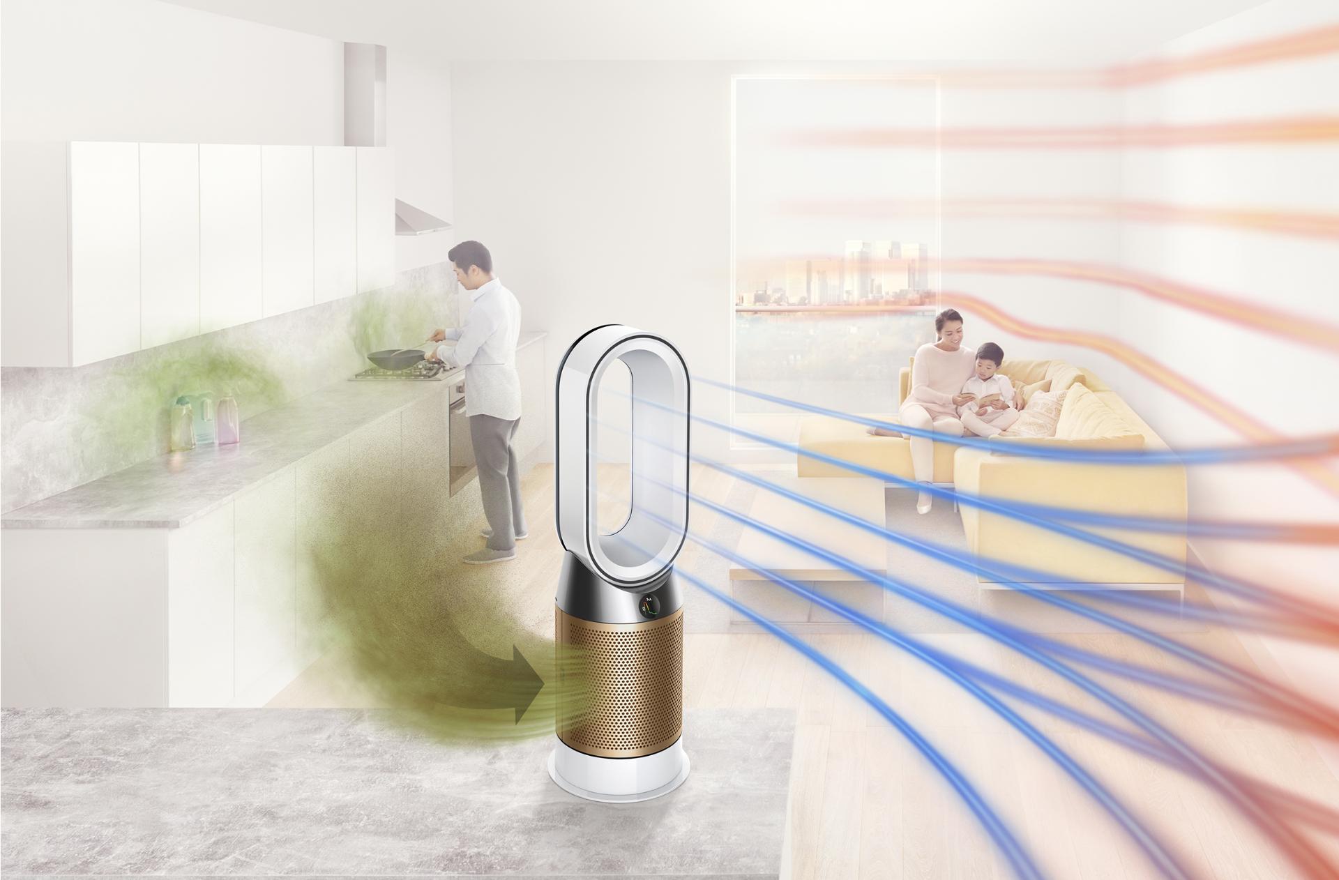 Dyson Pure Hot+Cool Cryptomic purifier projecting purified air