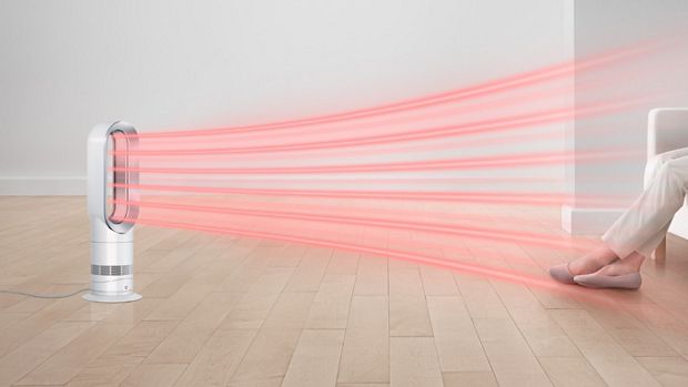 A készülékből távozó melegítő légáramlás látható egy családi házban.