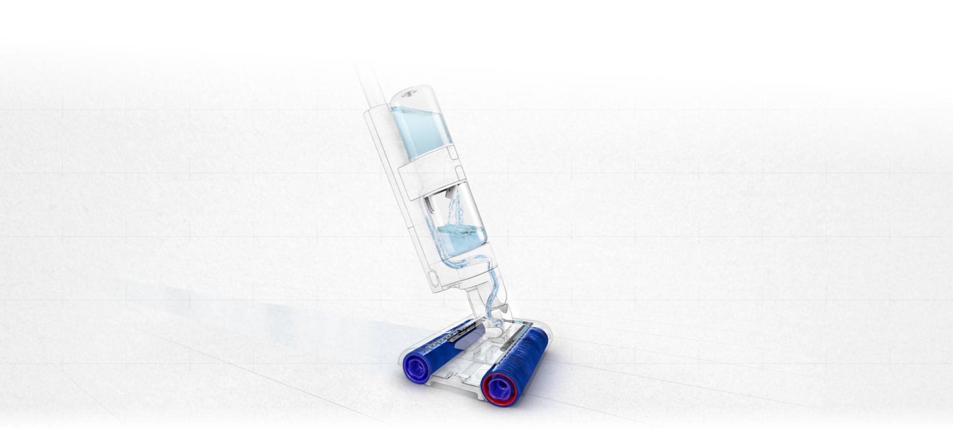 Kietųjų grindų dangų valymo tirpalas „Dyson 02 Probiotic“ veikia kartu su „WashG1“ savaiminio valymo ciklo funkcija, kad prietaisas būtų švarus.