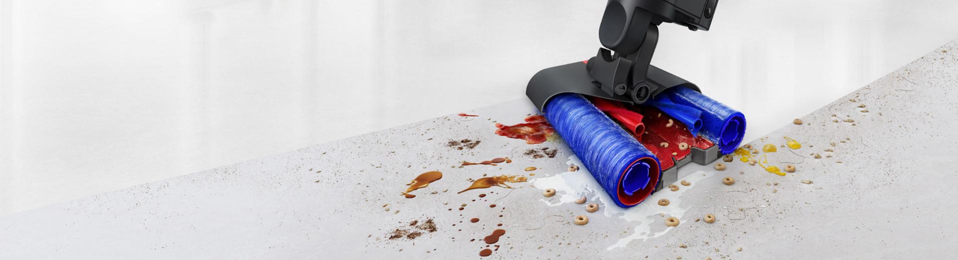 Cutaway shows the rollers inside the Dyson WashG1 wet cleaner.