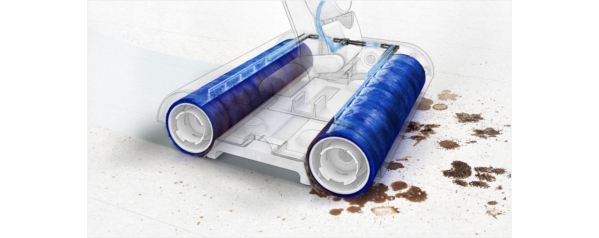 A cutaway revealing consistant hydration across the rollers