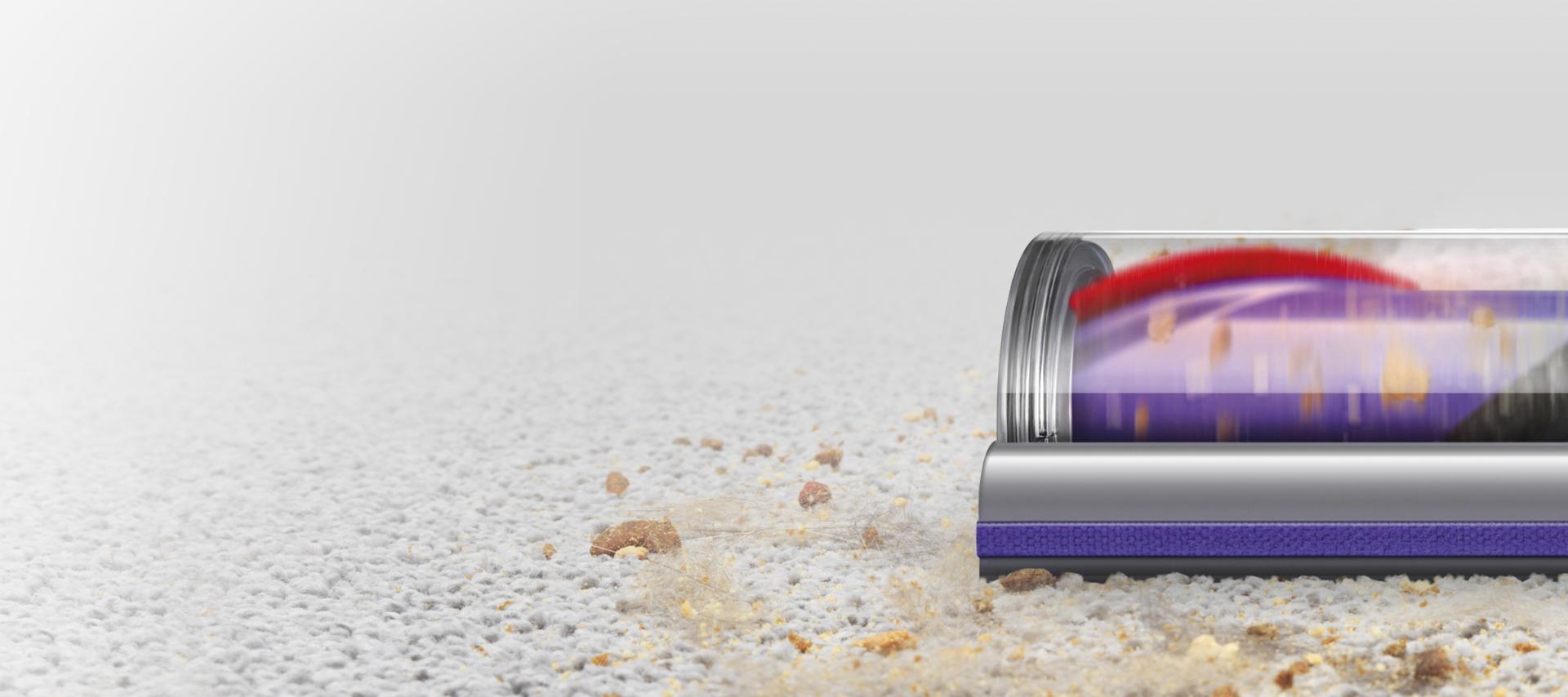 Torque drive motorhead attachment cleaning hard floor then carpet.