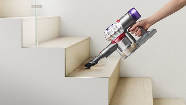 Dyson V8 vacuum handheld vacuuming stairs