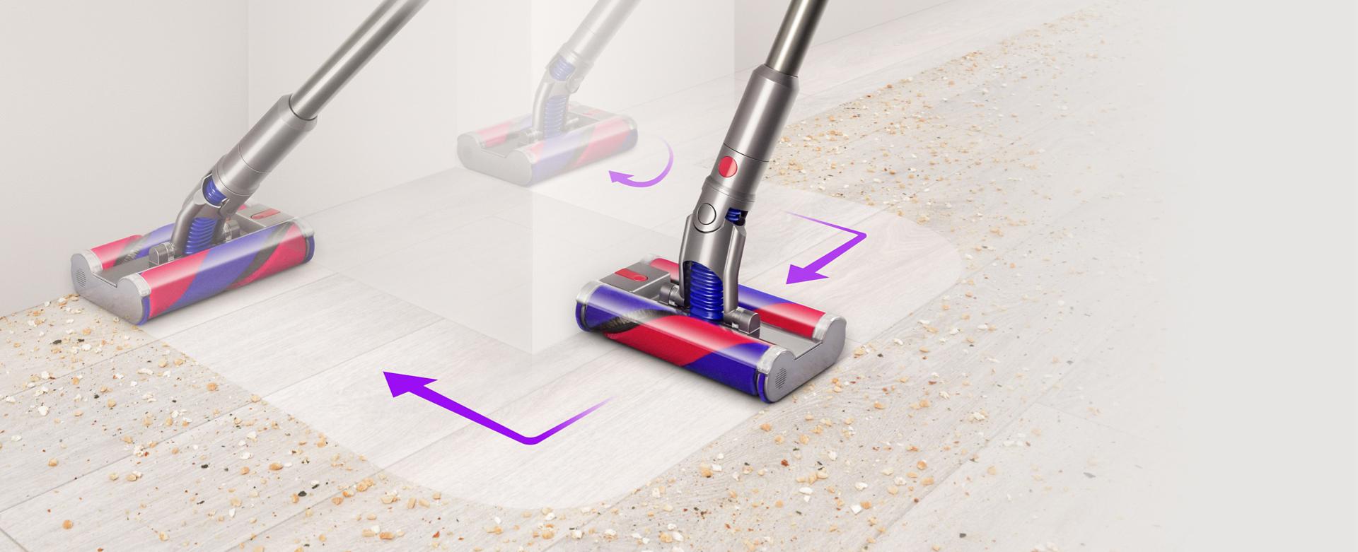 שואב אבק Dyson Omni-glide מתמרן סביב מכשולים