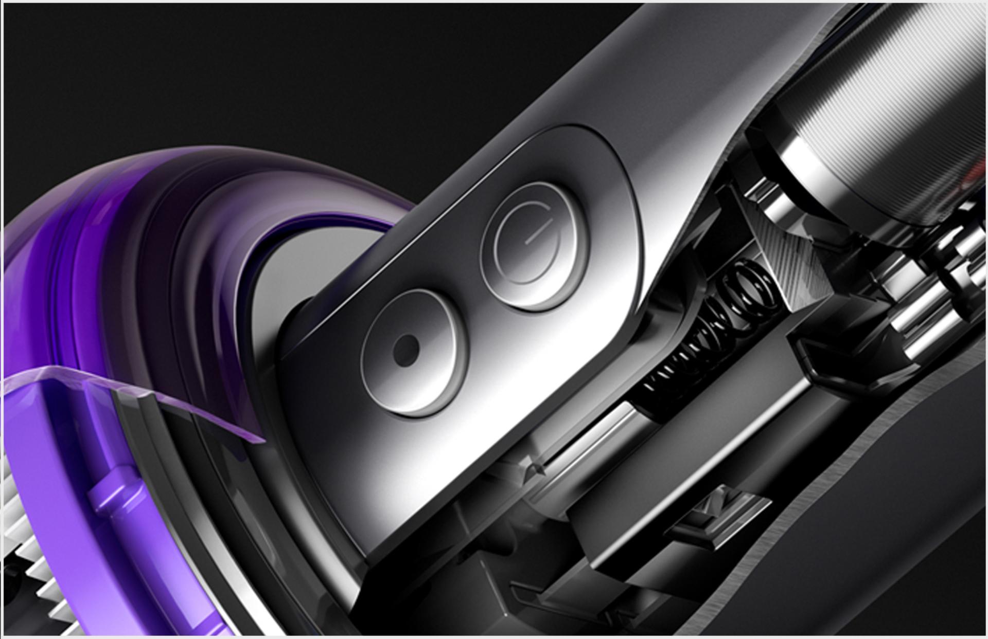 لقطة توضيحية لمخطّط يعرض المقبض المُزوَّد بأزرار التشغيل والأوضاع.