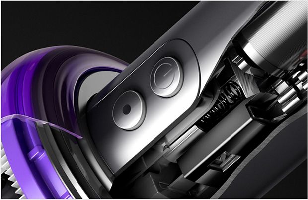 Cutaway diagram of handle with power and mode buttons.