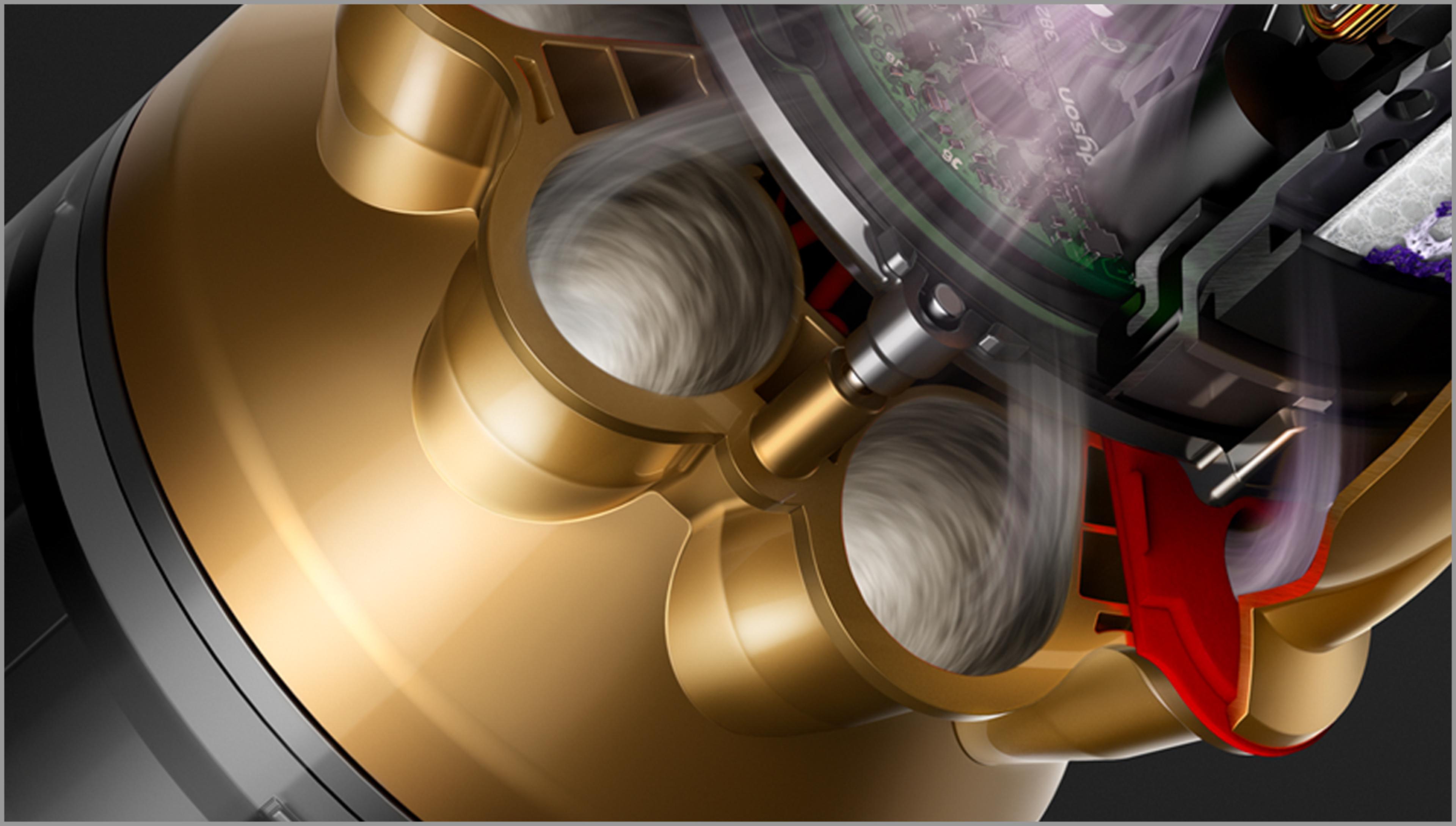 Cutaway image of radial cyclones