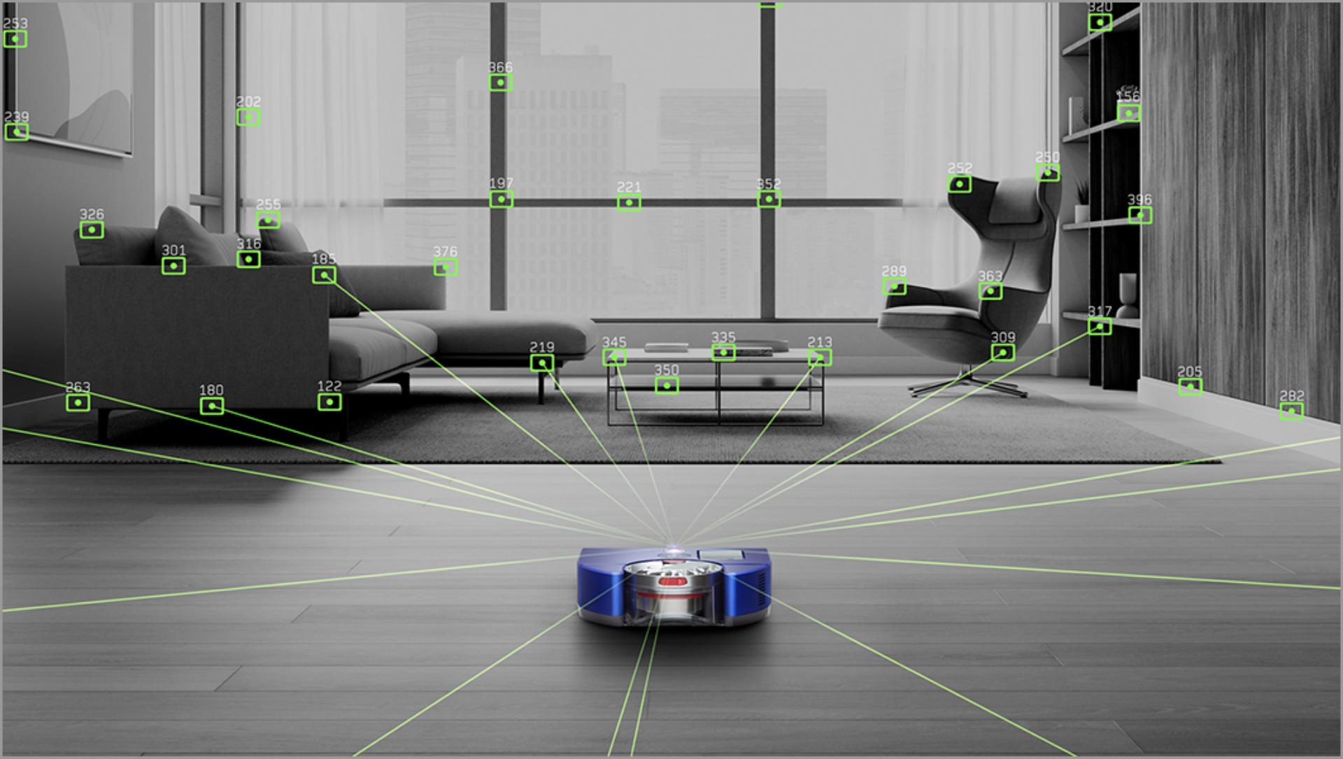 Visualisation of the robot analysing its surroundings