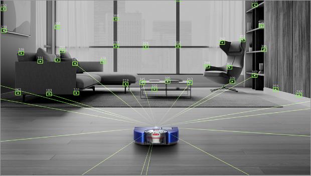 Visualisation of the robot analysing its surroundings