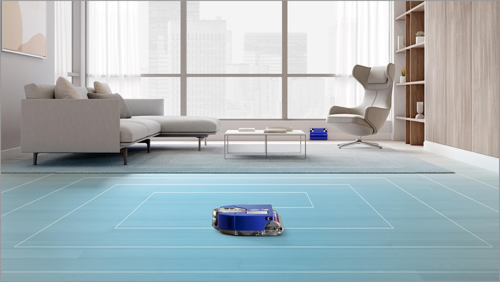 Image showing the Dyson 360 Vis Nav robot's cleaning and mapping pattern