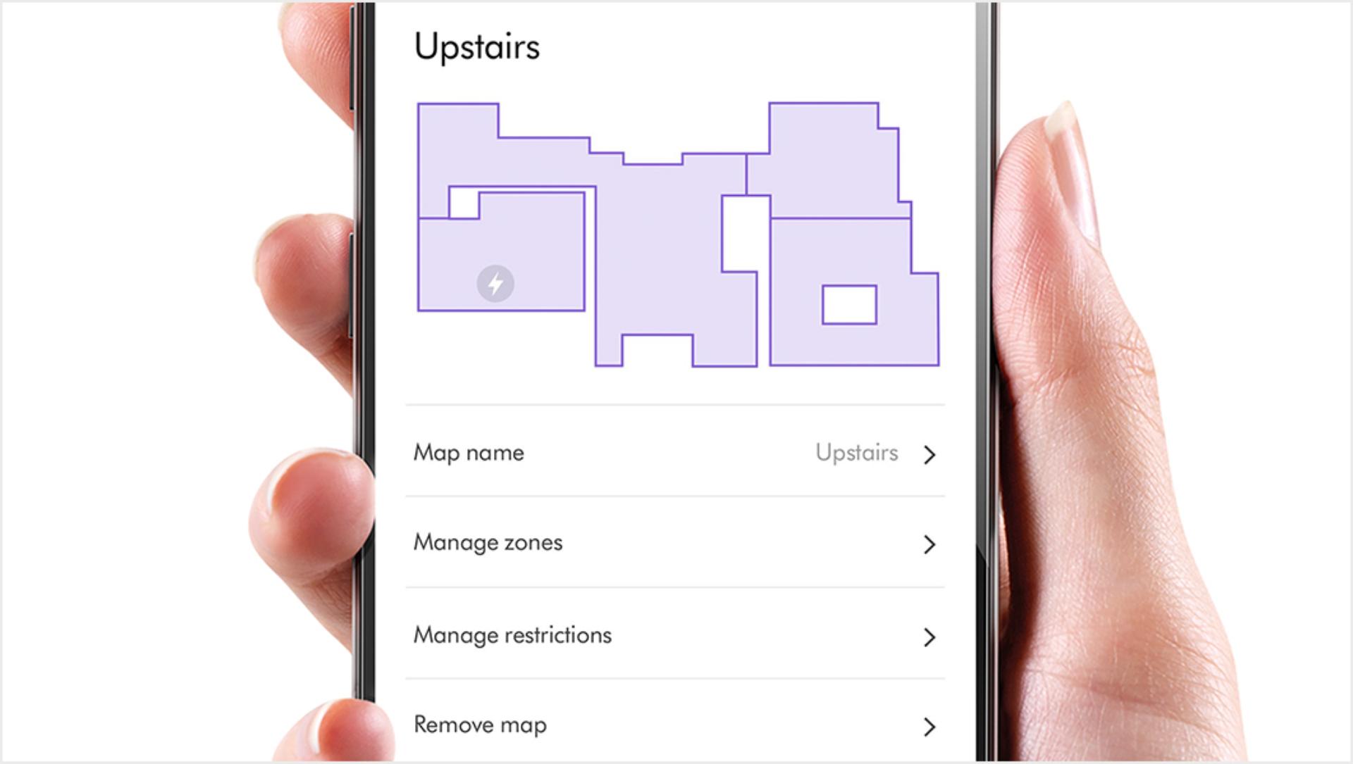 Ekran mapowania i podziału na strefy w aplikacji MyDyson