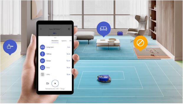 MyDyson™ 應用程式屏幕正在展示清潔選項