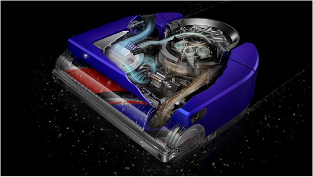 Robot süpürgenin içinin kesit görünümü.