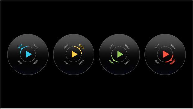 شاشات LCD تعرض الأوضاع التلقائية والتعزيز والسريع والهادئ