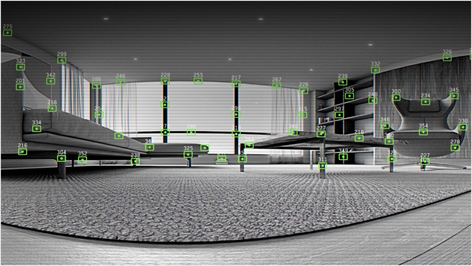 Визуализация визуальной навигации робота на 360°