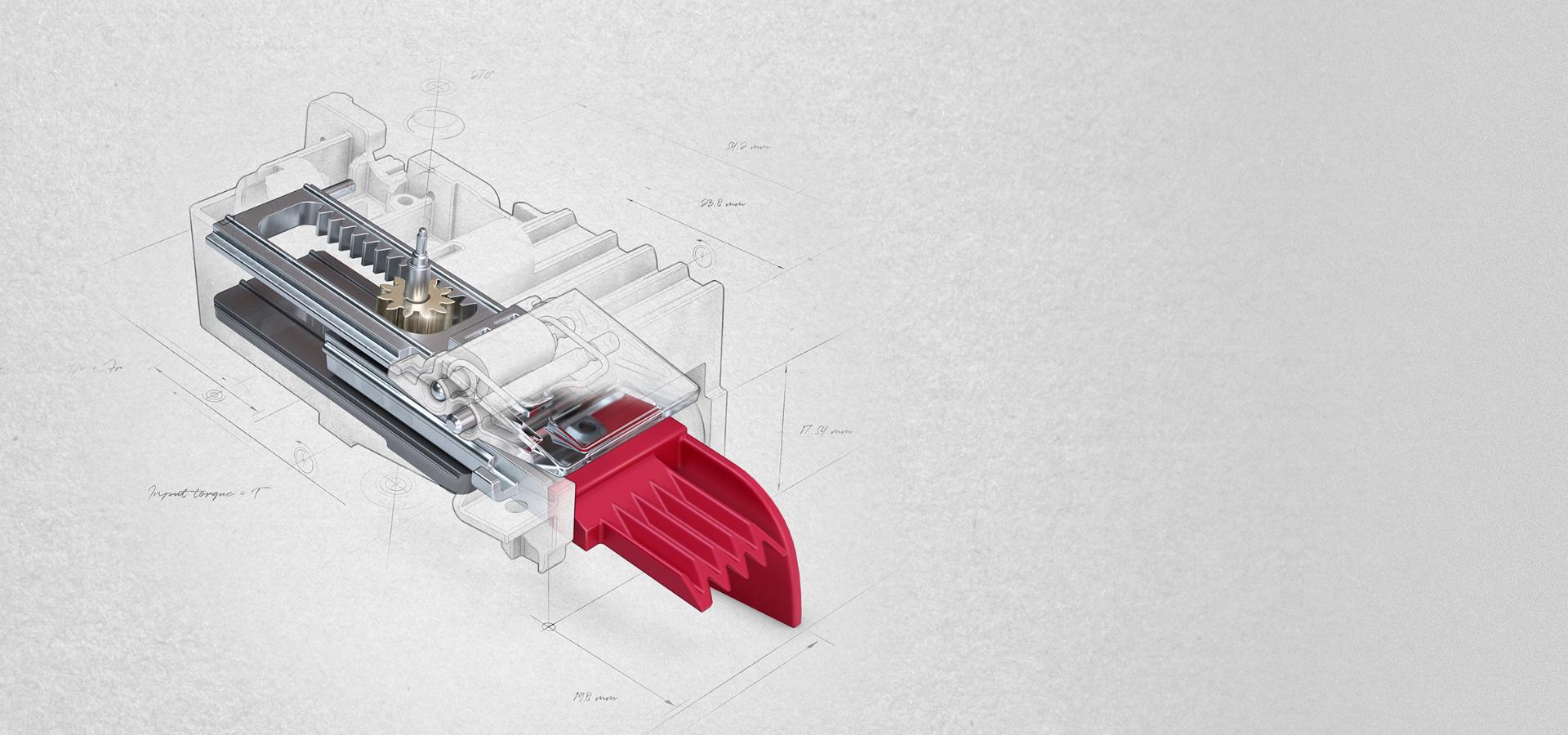 Cutaway image of the robot's extending side duct