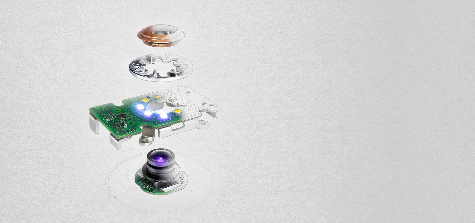 Exploded image of the robot's 360 vision system