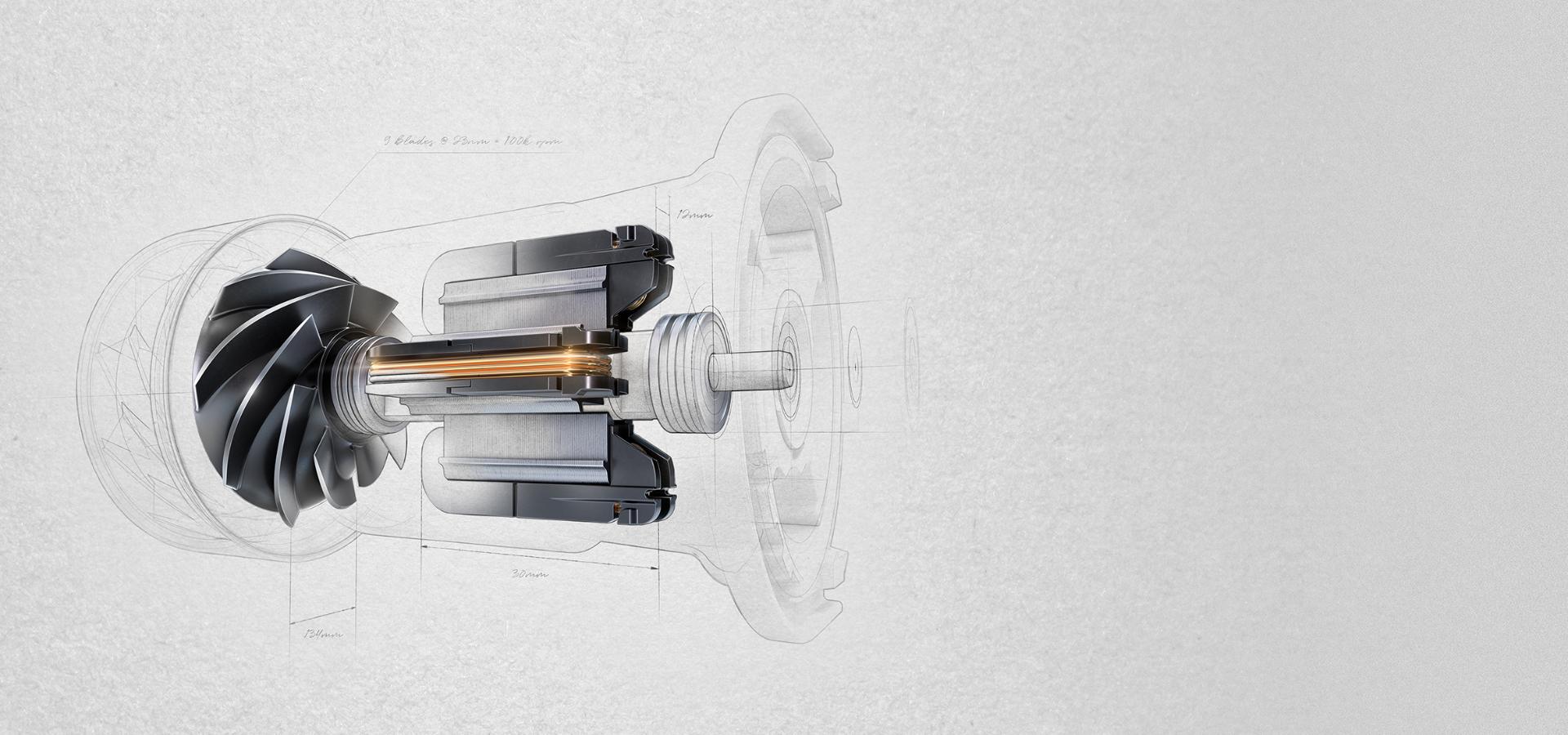 Cutaway image of the robot's motor