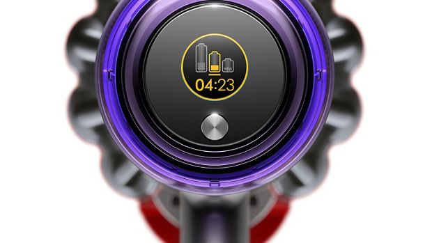 Dyson V11™ vacuum screen showing remaining run time