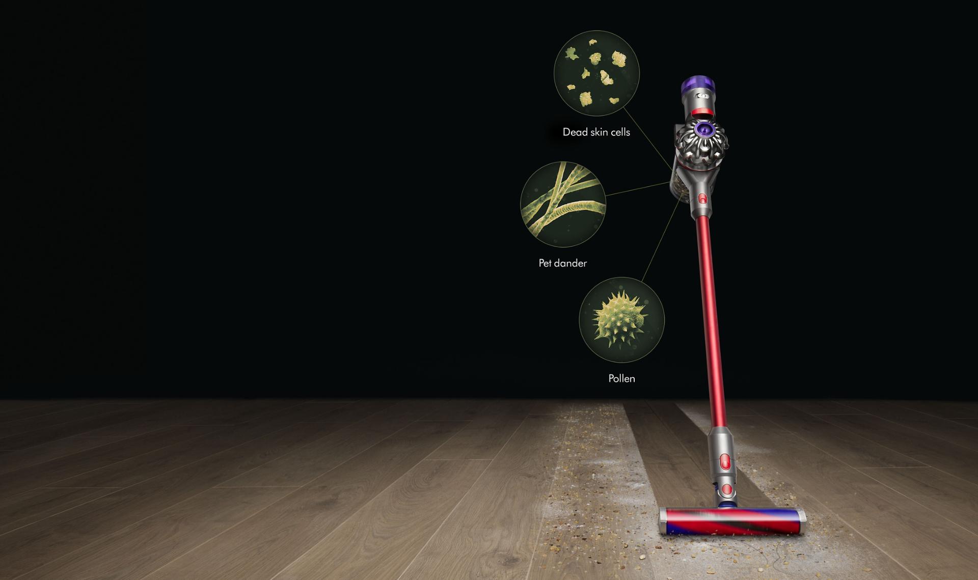 Dyson V8 Slim cordless vacuum with fine particles