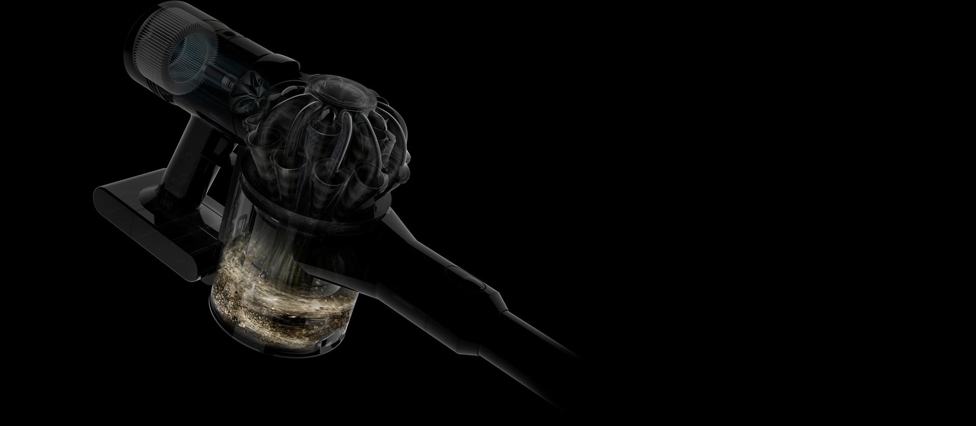 لقطة توضيحية لفرازة الحاوية المخروطية بمكنسة Dyson V8