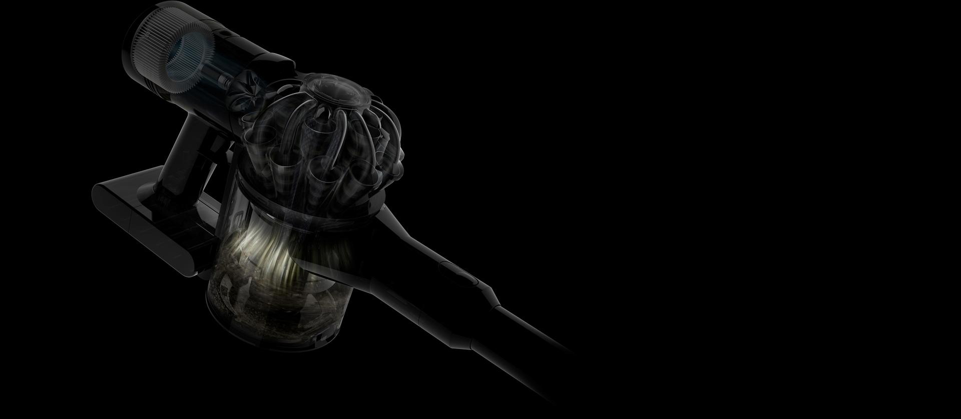 لقطة توضيحية لفلتر الشبكة المعدنية بمكنسة Dyson V8