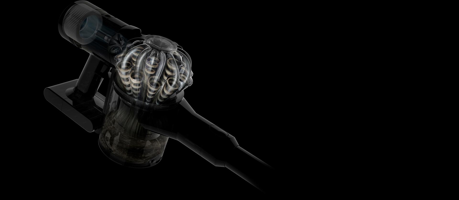 لقطة توضيحية للفرازات المخروطية بمكنسة Dyson V8