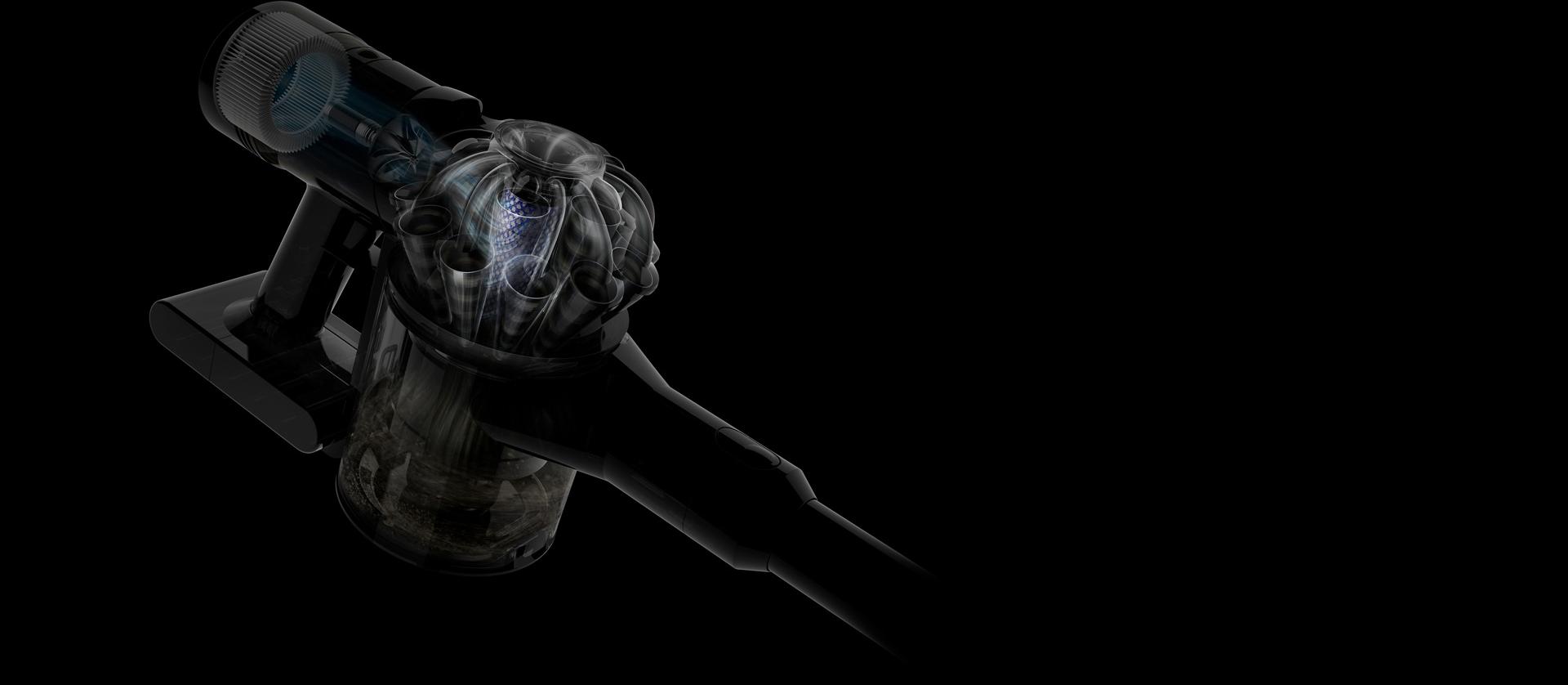 لقطة توضيحية لفلتر ما قبل المحرك بمكنسة Dyson V8