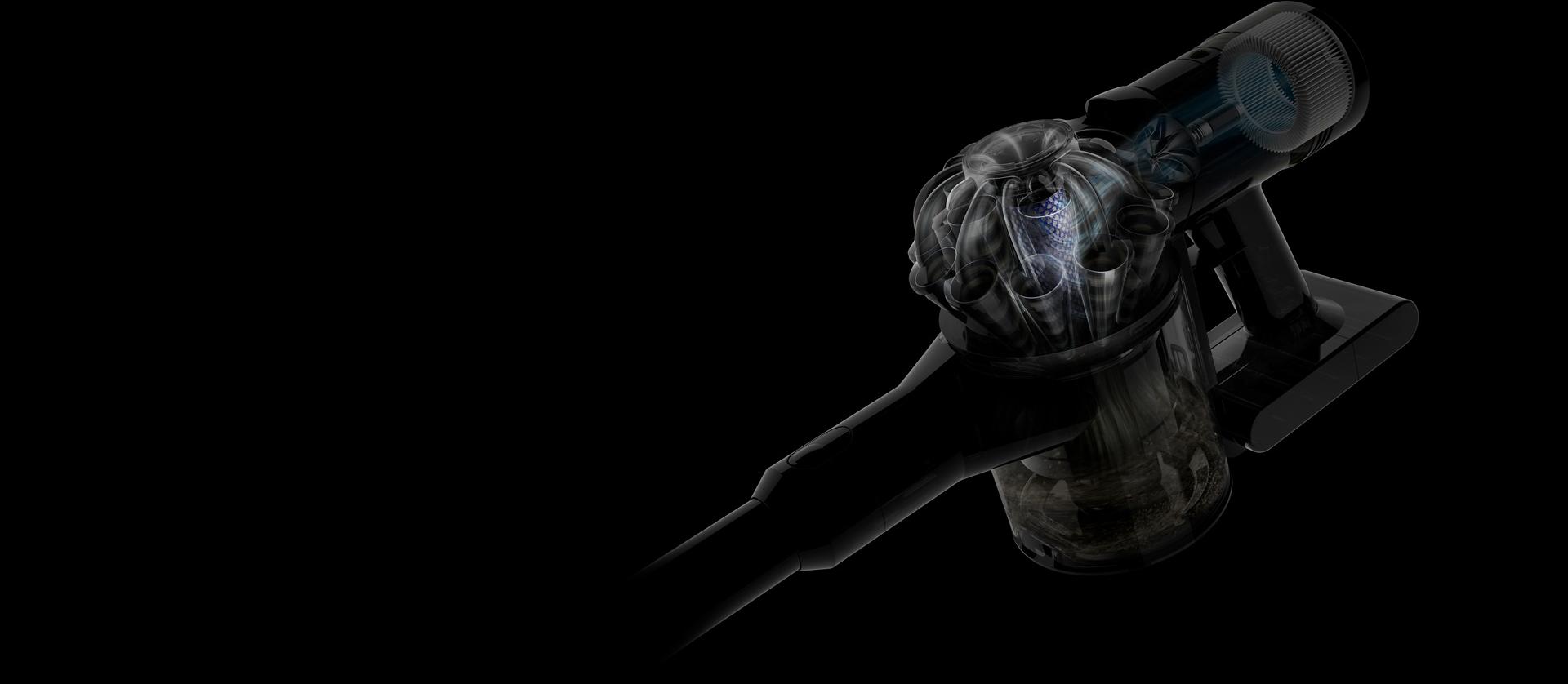 Dyson V8 吸塵機摩打前置濾網的剖視圖