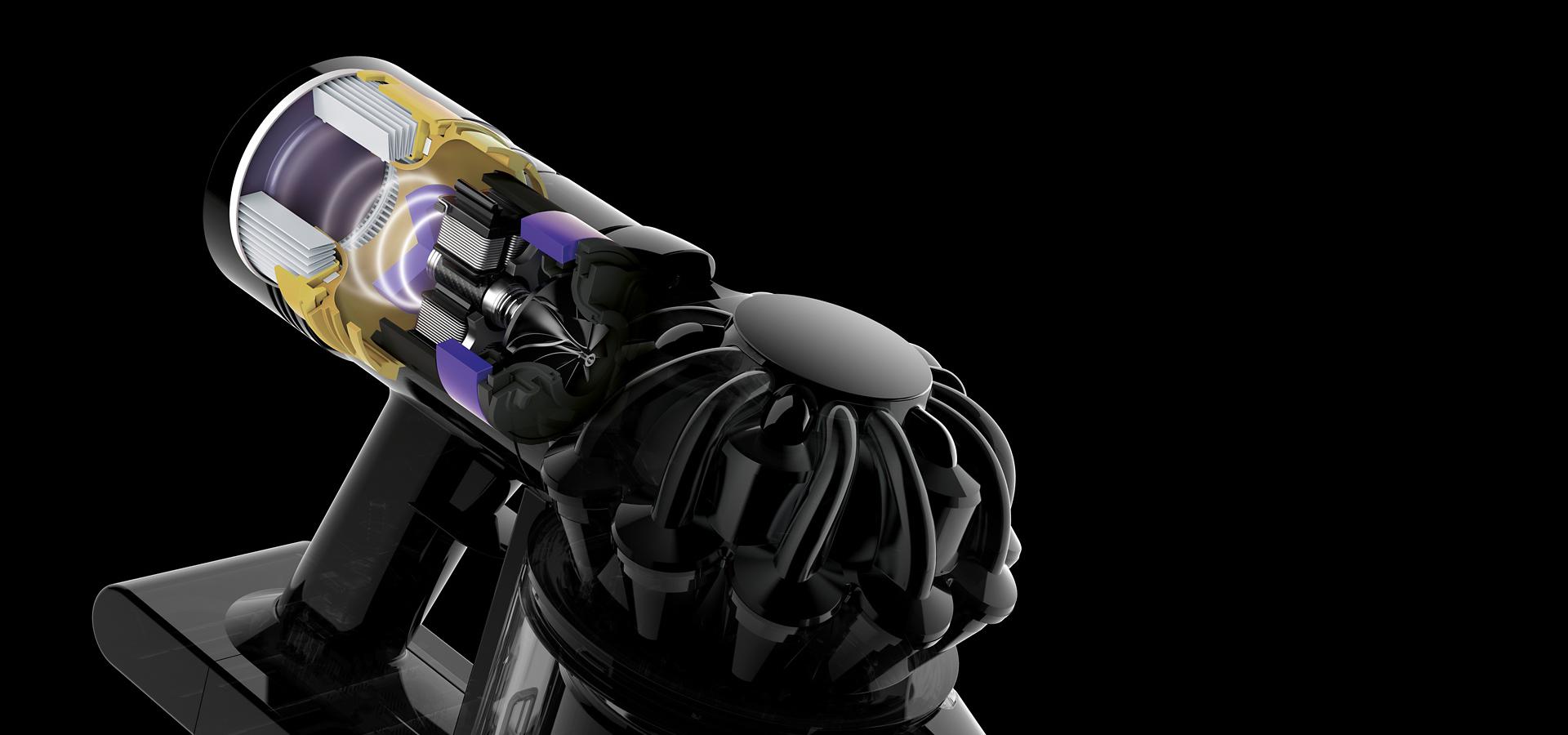 لقطة توضيحية لتقنية تهذيب الصوت بمكنسة Dyson V8