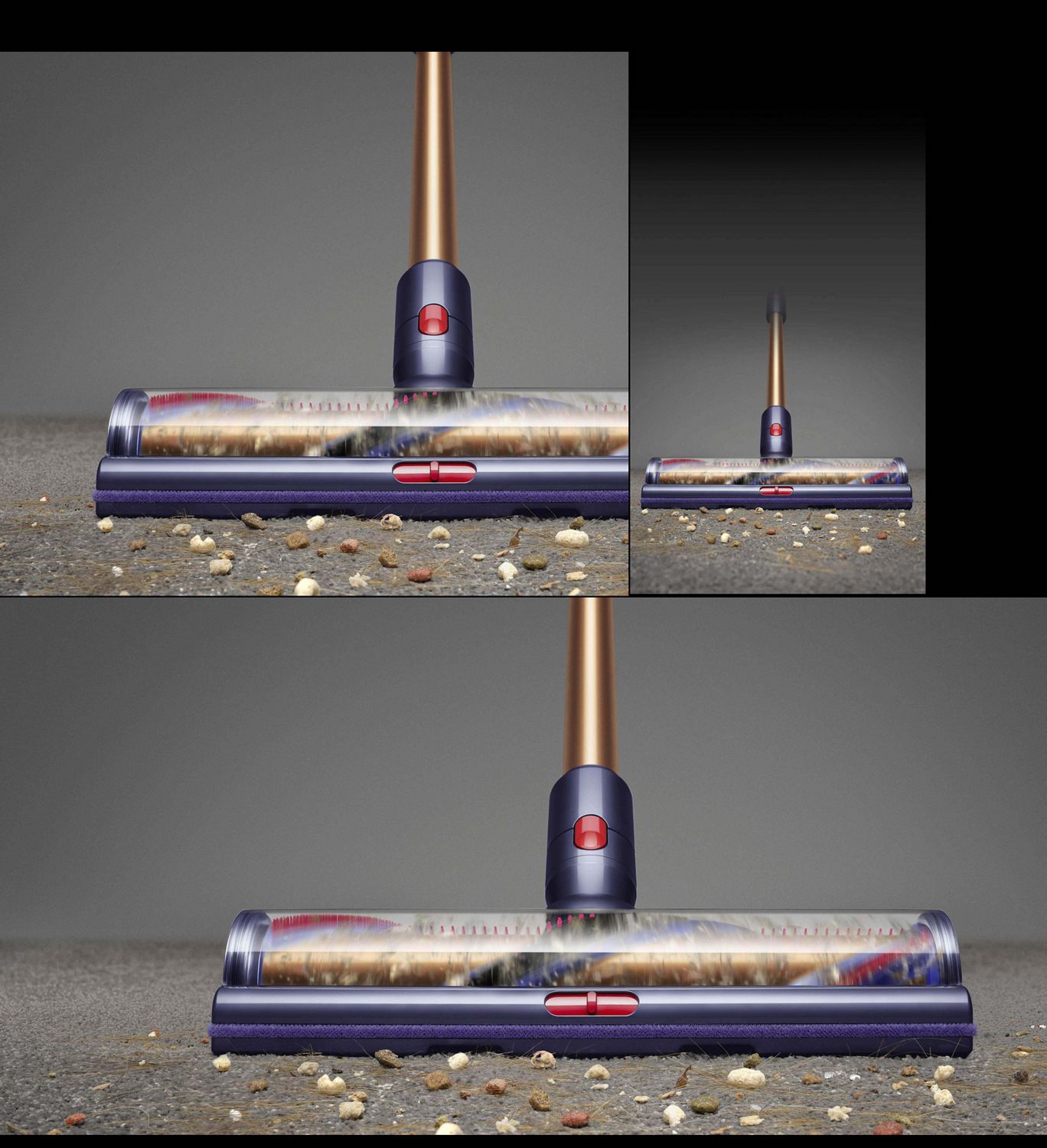 Palettes éliminatrices de poils et de cheveux en polycarbonate de la tête d’aspirateur Digital Motorbar.