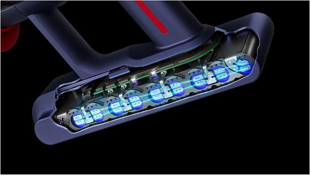 Swappable battery being exchanged.