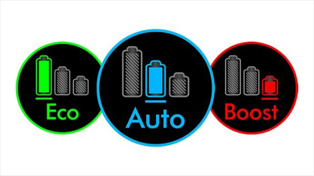Logos of the three cleaning modes on the user screen.