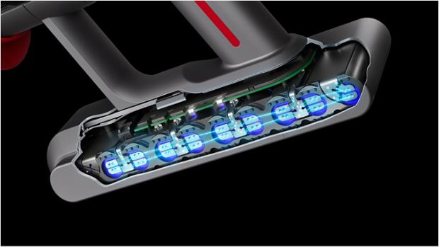 Swappable battery being exchanged.