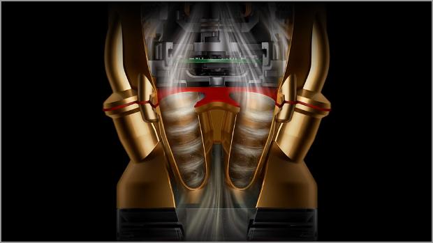 Secțiune a ciclonilor brevetați Dyson