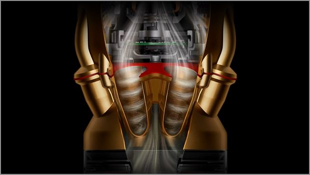 Secțiune a ciclonilor brevetați Dyson