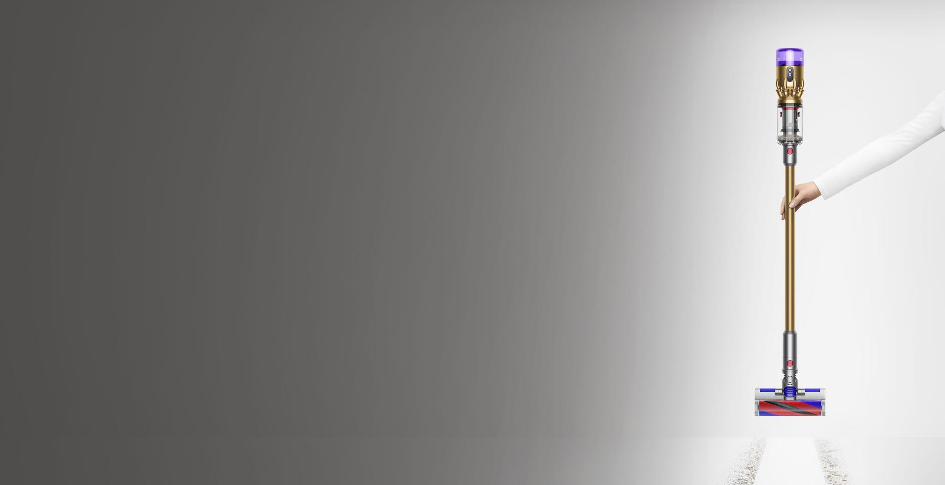 Brațul unei femei ținând aspiratorul Dyson Micro 1,5 kg