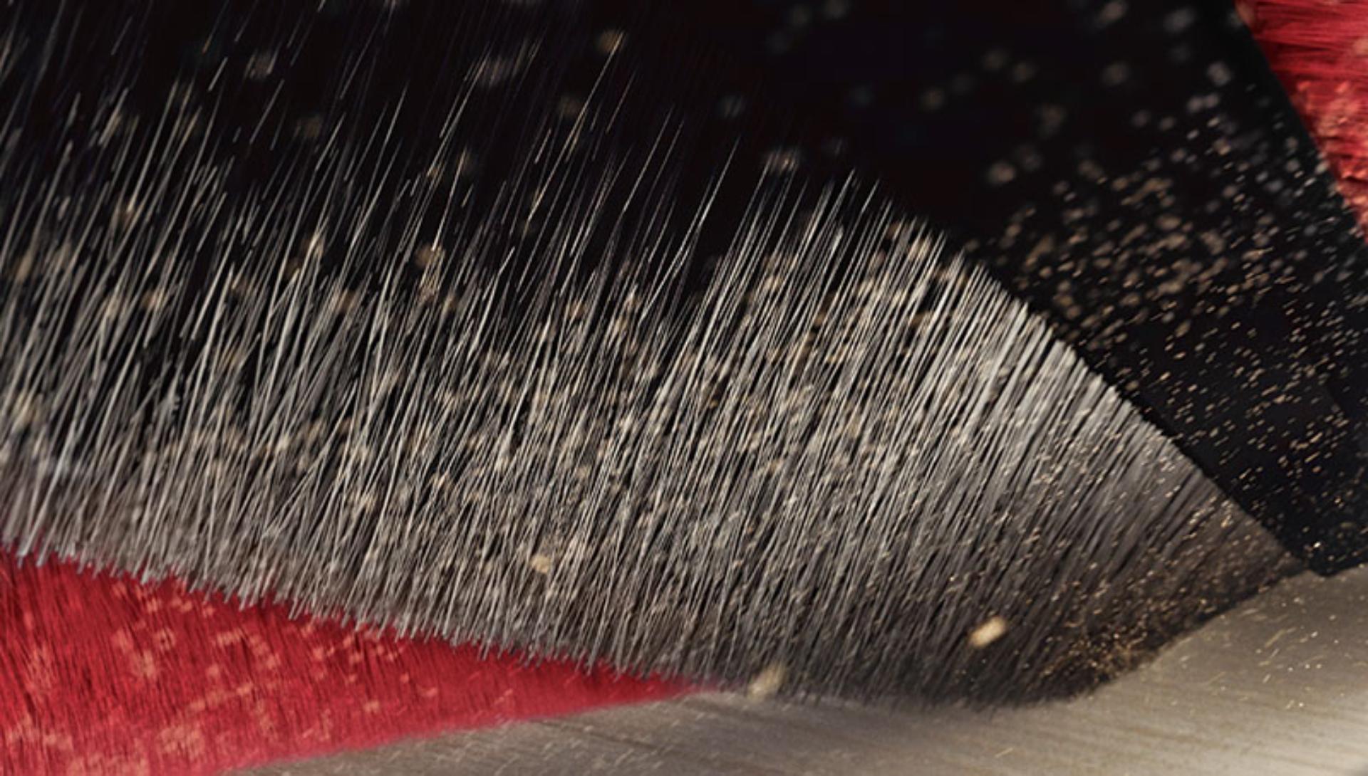 Close-up of carbon fibre filaments on brush bar