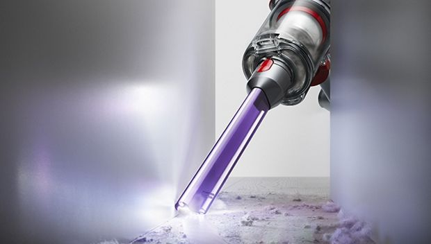 Dyson Micro 1.5kg vacuum cleaning a worktop.