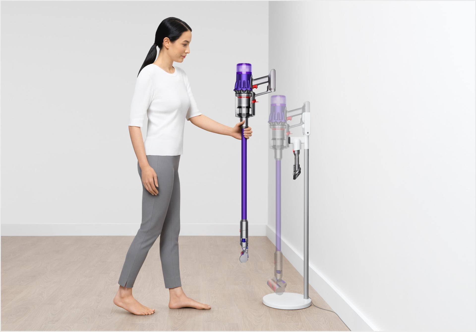 Dyson Digital Slim™ vacuum being placed into Grab and Go Floor dock.